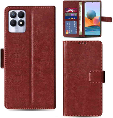 Kalua Mall Flip Cover for Realme 8i phone flip cover | Realme RMX3151 phone flip cover | Brown(Brown, Magnetic Case, Pack of: 1)