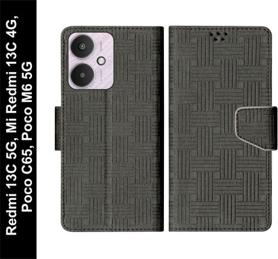 SBMS Flip Cover for Mi Redmi 13C 5G / Mi Redmi 13C 4G / Poco C65 / Poco M6 5G Back Cover Case(Black, Shock Proof, Pack of: 1)