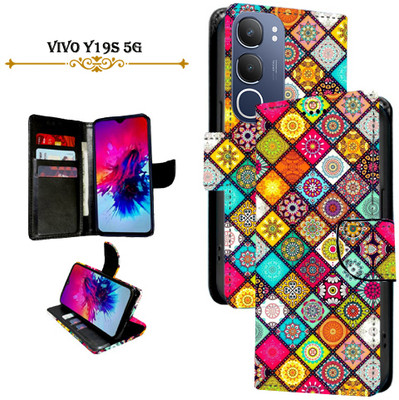 Mxkart Flip Cover for Vivo Y19s 5G(Orange, Pack of: 1)