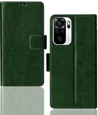 Kalua Mall Flip Cover for Redmi Mi Note 10 4G | M2101K7AI flip case | Inside Card Slot | Wallet Stand | Green(Green, Magnetic Case, Silicon, Pack of: 1)