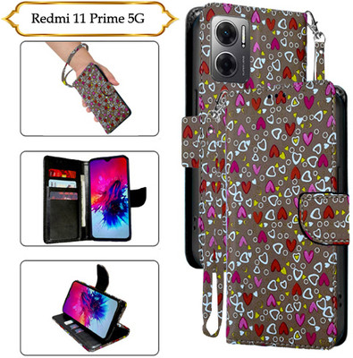 Asmart Flip Cover for Redmi 11 Prime 5G(Brown, Pack of: 1)