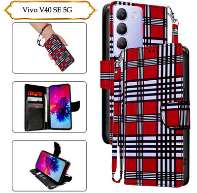 Cutemart Flip Cover for Vivo V40 SE 5G(Red, Pack of: 1)