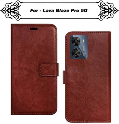 Asmart Flip Cover for Lava Blaze Pro 5G(Brown, Pack of: 1)