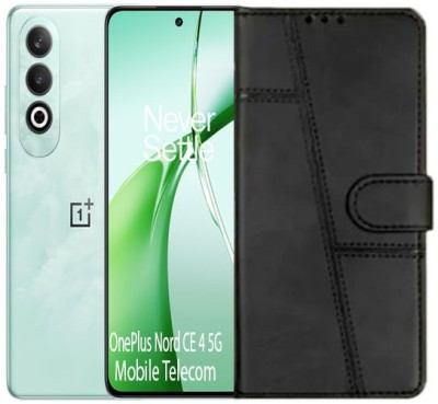 S-Softline Flip Cover for OnePlus Nord CE 4 5G, Gloss Finish PU Leather Case(Black, Pack of: 1)