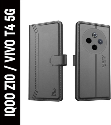 AIBEX Flip Cover for Vivo T4 5G / iQOO Z10 5G |Premium Leather Finish | Magnetic Closure | Kickstand Feature(Black, Magnetic Case, Pack of: 1)