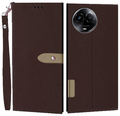Wynhard Flip Cover for Realme 11x 5G, Realme Narzo 60x 5G(Brown, Grip Case, Pack of: 1)