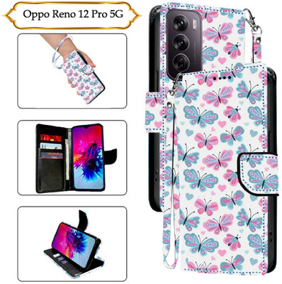 Asmart Flip Cover for Oppo Reno 12 Pro 5G(White, Pack of: 1)