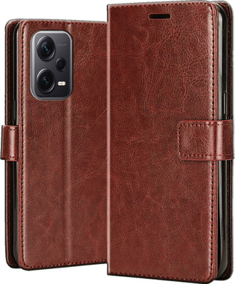 TWIGLO Flip Cover for REDMI NOTE 12 PRO 5G(Brown, Cases with Holder, Pack of: 1)