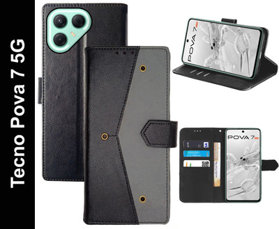 Mashgul Flip Cover for Tecno Pova 7 5G(Black, Shock Proof, Pack of: 1)