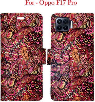 Toklot Flip Cover for Oppo F17 Pro(Red, Pack of: 1)
