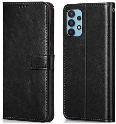 AKSP Flip Cover for Samsung Galaxy M32 (5G) Genuine Leather Finish(Black, Dual Protection, Pack of: 1)