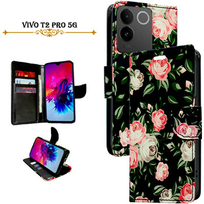 Cutemart Flip Cover for Vivo T2 Pro 5G(Black, Pack of: 1)