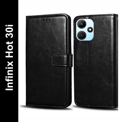 Turncoat Flip Cover for Infinix Hot 30i(Black, Grip Case, Pack of: 1)