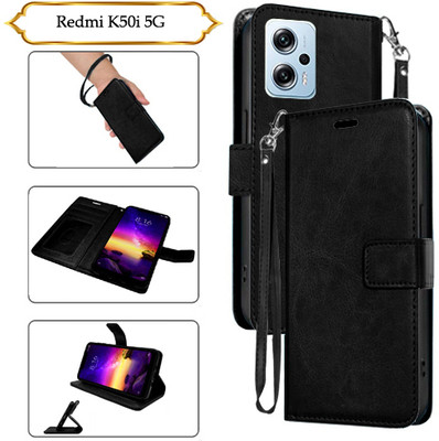 SALGO Flip Cover for Redmi K50i 5G(Black, Pack of: 1)
