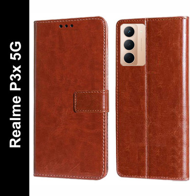 Mashgul Flip Cover for Realme Narzo 80x 5G, Realme P3x 5G(Brown, Shock Proof, Pack of: 1)