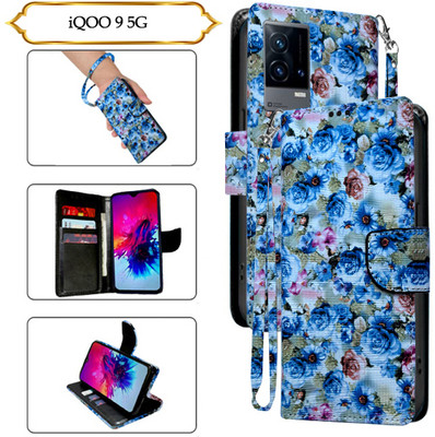 PARGO Flip Cover for iQOO 9 5G(Blue, Pack of: 1)