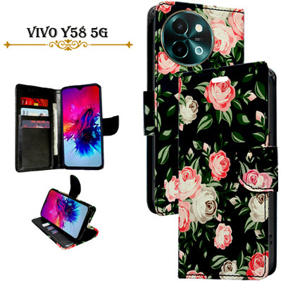 Cutemart Flip Cover for Vivo Y58 5G(Black, Pack of: 1)