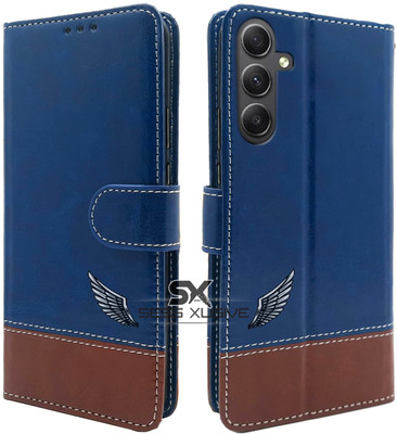 SESS XUSIVE Flip Cover for Samsung Galaxy F15 5G -Dual-Color Leather Finish Wallet - Blue & Brown(Multicolor, Dual Protection)