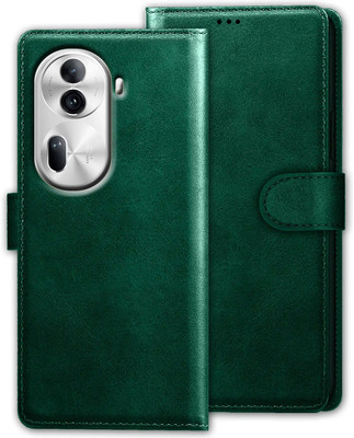 Xester Flip Cover for OPPO RENO 11 PRO 5G |Vegan PU Leather |Foldable Stand & Pocket |Magnetic Closure(Green, Dual Protection, Pack of: 1)