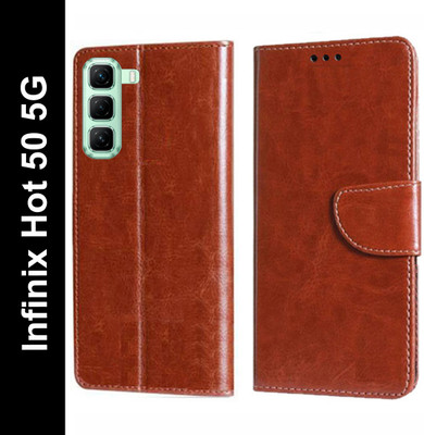 Mashgul Flip Cover for Infinix Hot 50 5G(Brown, Shock Proof, Pack of: 1)