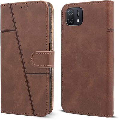 spaziogold Flip Cover for OPPO A54 4G(Premium Leather Material | Built-in Stand | Card Slots and Wallet)(Brown, Dual Protection, Pack of: 1)