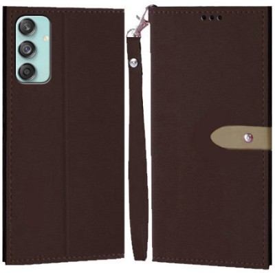 YAYAVAR Flip Cover for Samsung Galaxy M55 5G, Samsung Galaxy M55s 5G(Brown, Grip Case, Pack of: 1)