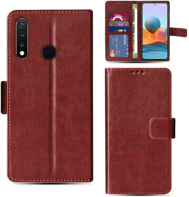Kalua Mall Flip Cover for VIVO Y19 phone flip cover | Vivo 1915 phone flip cover | Brown(Brown, Magnetic Case, Pack of: 1)