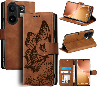 Mobishield Flip Cover for Vivo V60 5G(Brown, Camera Bump Protector, Pack of: 1)