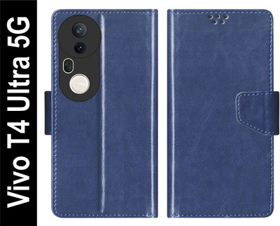 SBMS Flip Cover for Vivo T4 Ultra 5G Back Cover Case with Magnatic Closure(Blue, Shock Proof, Pack of: 1)