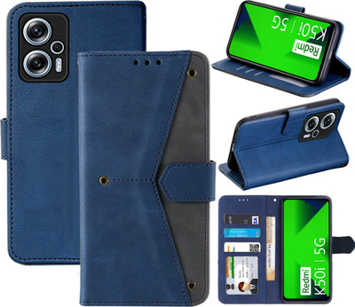 Autofocus Flip Cover for Mi Redmi K50i 5G(Blue, Camera Bump Protector, Pack of: 1)