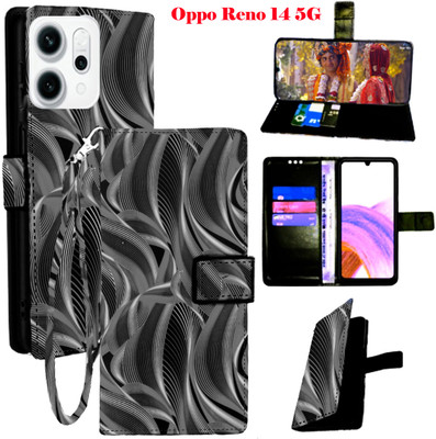 Realgo Flip Cover for Oppo Reno 14 5G(Black, Pack of: 1)