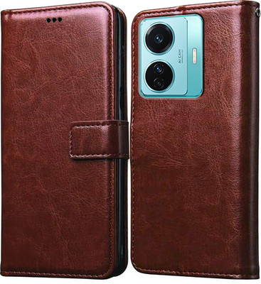Casotec Flip Cover for Vivo T1 Pro 5G(Brown, Pack of: 1)