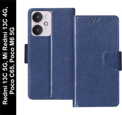 SBMS Flip Cover for Mi Redmi 13C 5G / Mi Redmi 13C 4G / Poco C65 / Poco M6 5G Back Cover Case(Blue, Shock Proof, Pack of: 1)