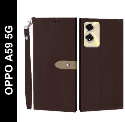 Wynhard Flip Cover for OPPO A59 5G(Brown, Grip Case, Pack of: 1)