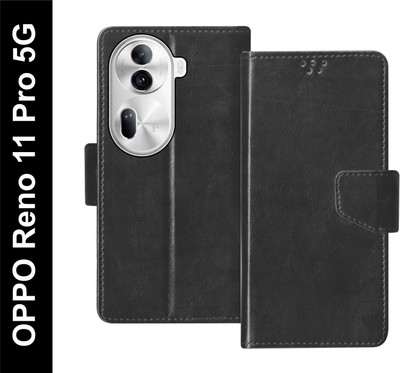 TINGTONG Flip Cover for Oppo Reno11 Pro 5G, Oppo Reno 11 Pro 5G(Black, Dual Protection, Pack of: 1)