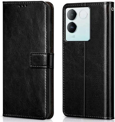 WOW Imagine Flip Cover for iQOO Z7 Pro | Vivo T2 Pro 5G Card Pockets Wallet & Stand(Black, Magnetic Case, Pack of: 1)
