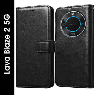 Flipkart SmartBuy Flip Cover for Lava Blaze 2 5G(Black, Pack of: 1)