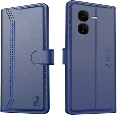 AIBEX Flip Cover for iQOO Z9x 5G |Premium Leather Finish | Magnetic Closure | Kickstand Feature | Shockproof(Blue, Magnetic Case, Pack of: 1)