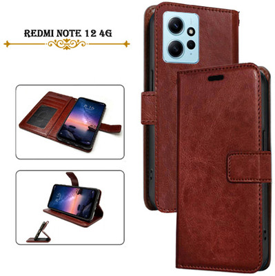 PARGO Flip Cover for Redmi Note 12 4G(Brown, Pack of: 1)