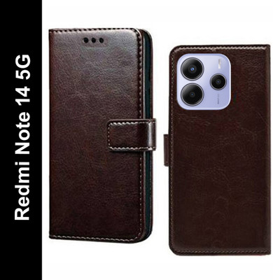 Wynhard Flip Cover for Redmi Note 14 5G, Redmi Note 14 SE 5G(Brown, Grip Case, Pack of: 1)