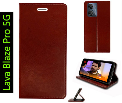 Toklot Flip Cover for Lava Blaze Pro 5G(Brown, Pack of: 1)