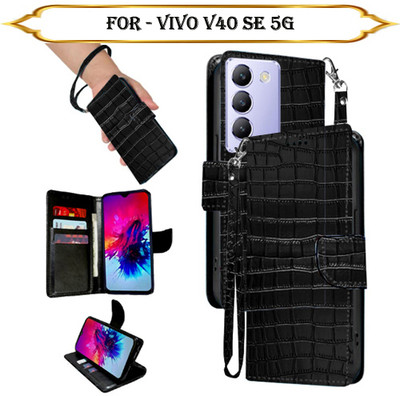 Asmart Flip Cover for Vivo V40 SE 5G(Black, Pack of: 1)