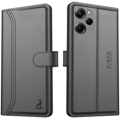 AIBEX Flip Cover for Vivo Y27 4G| Premium Leather Finish | Magnetic Closure | Kickstand Feature | Shockproof(Black, Magnetic Case, Pack of: 1)