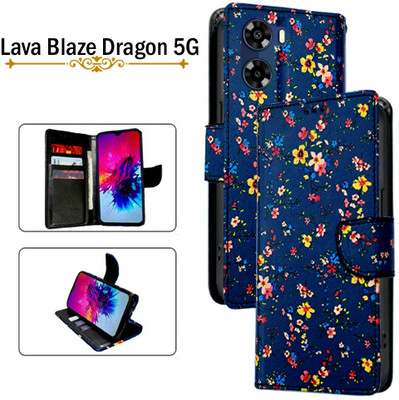 Cutemart Flip Cover for Lava Blaze Dragon 5G(Blue, Pack of: 1)