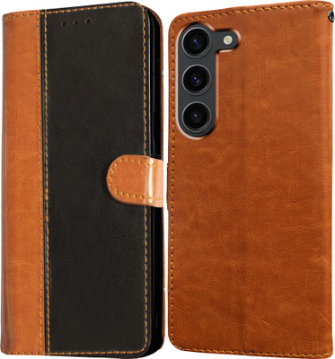 Casotec Flip Cover for Samsung Galaxy S23 5G(Brown, Pack of: 1)