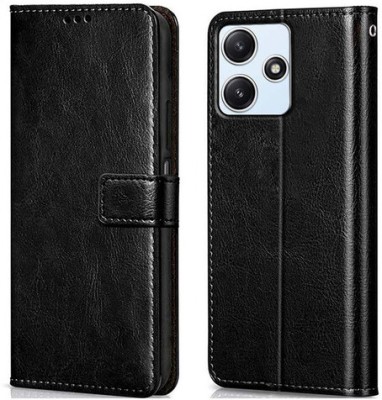 AKSP Flip Cover for Redmi 12 5G Leather Finish(Black, Magnetic Case, Pack of: 1)