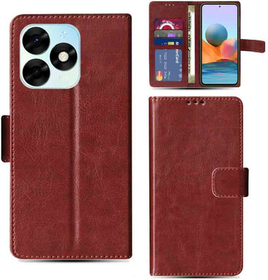 Kalua Mall Flip Cover for Itel S23 Plus phone flip cover | Itel S681L phone flip cover | Brown(Brown, Magnetic Case, Pack of: 1)
