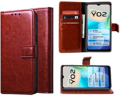 Xtrafit Flip Cover for Vivo Y11 2023, Vivo Y02, Vivo Y02T(Brown, Magnetic Case, Pack of: 1)