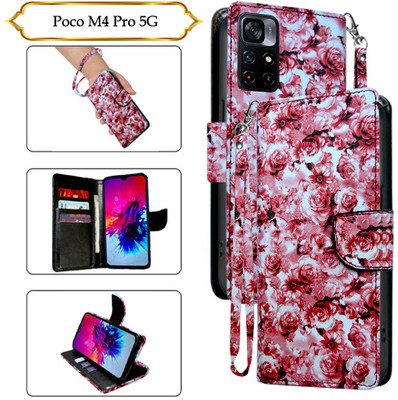 SALGO Flip Cover for Poco M4 Pro 5G(Red, Pack of: 1)