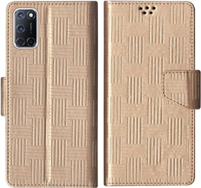 SScase Flip Cover for Oppo A92(Gold, Shock Proof, Pack of: 1)